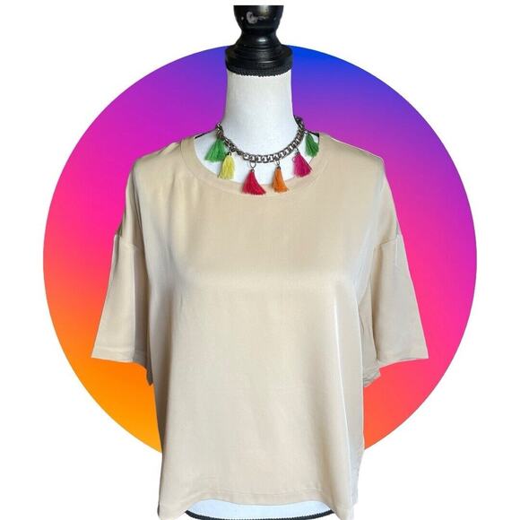 LITA by Ciara NWT 100% Silk Top Cream Tan Size XL MSRP $198 - Picture 14 of 16